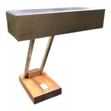 Bauhaus desk lamp gilded brass and teak