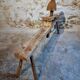 Antique French carpenter's easel – pine and oak carpenter's workbench – 19th century