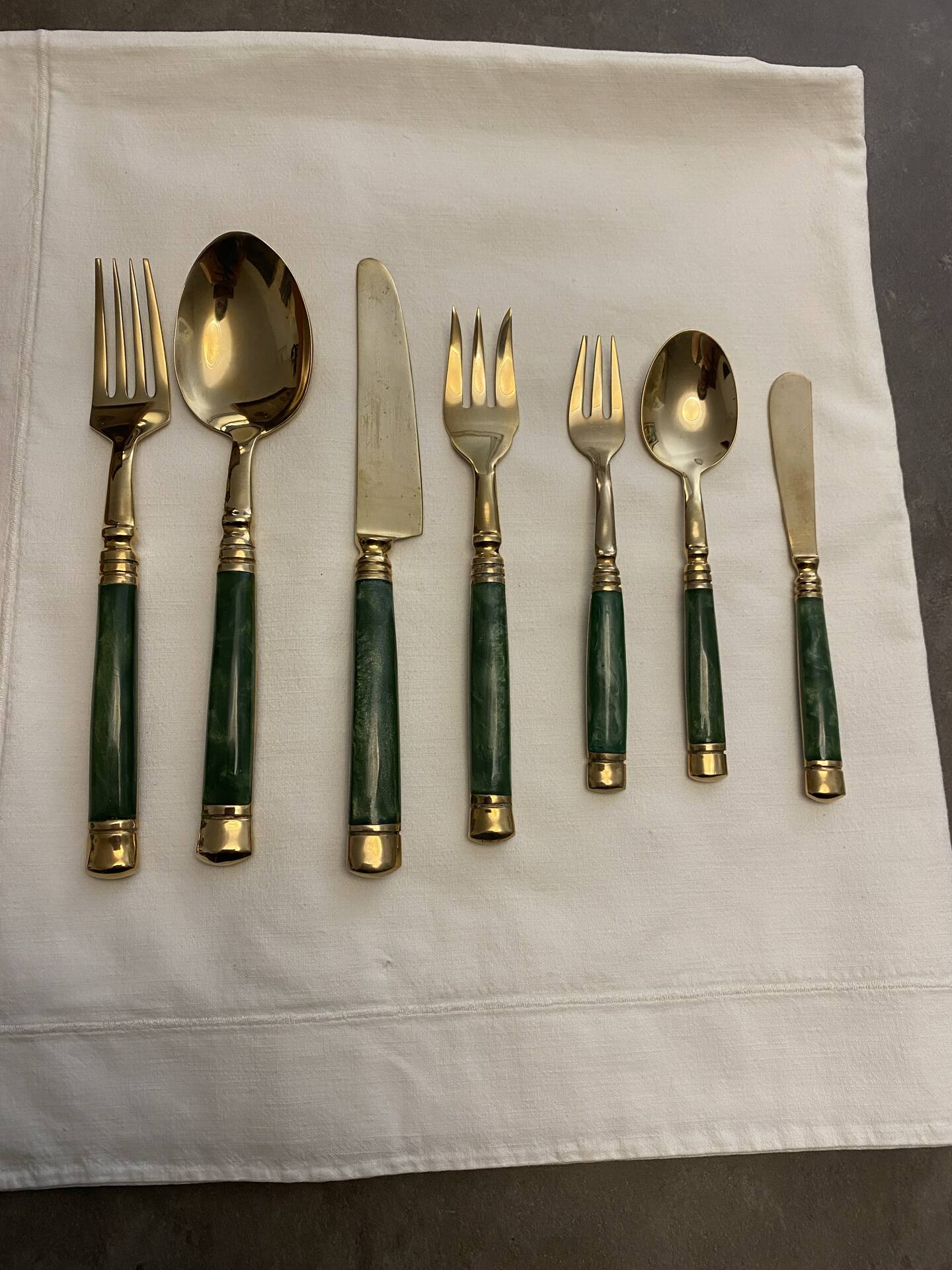 Ménagère Vintage Laiton & Teck Style Mid-Century – 1960/1970 – Manches