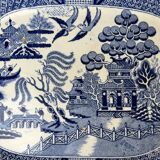 Large blue and white dish with Japanese pattern