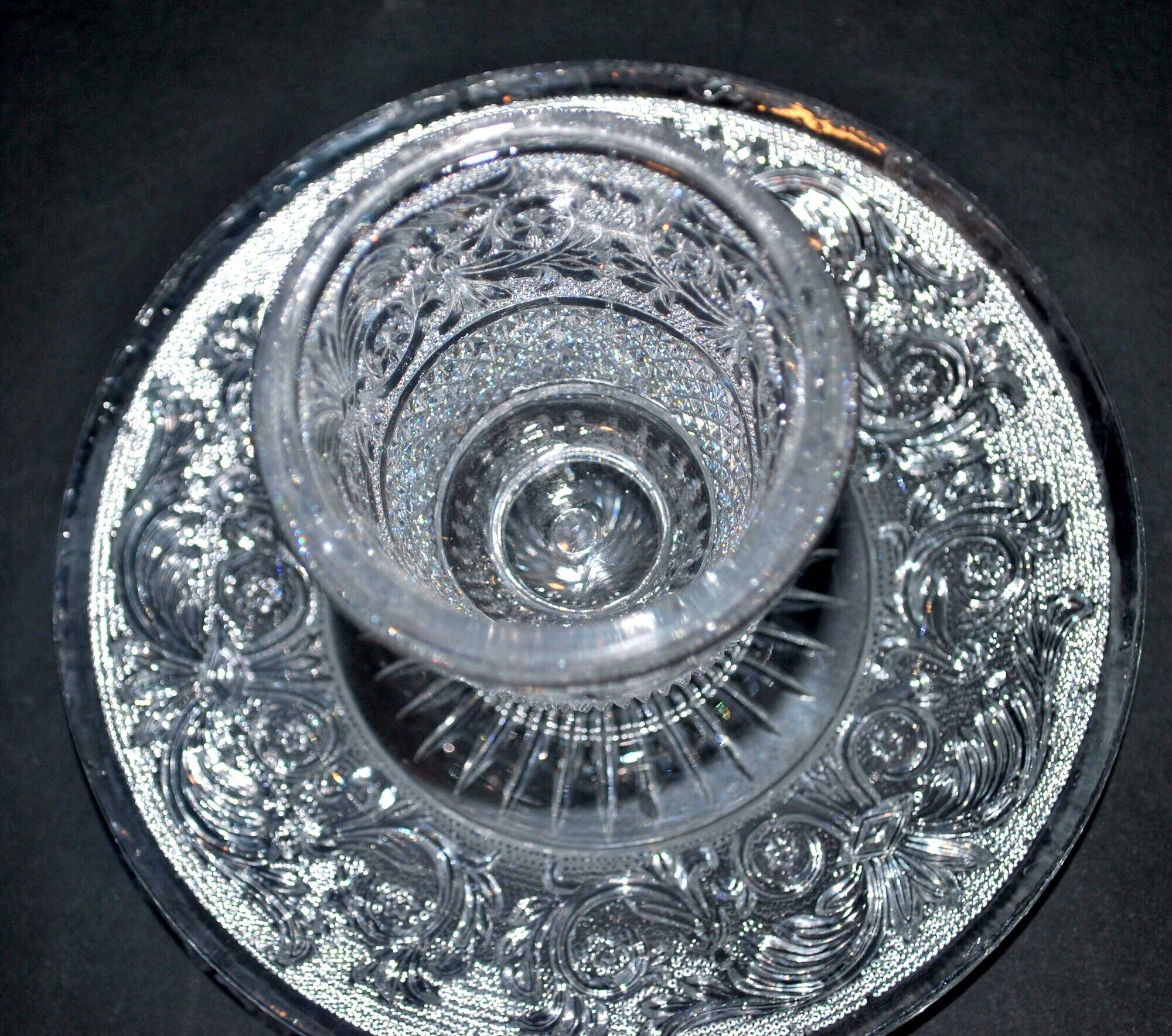 Old BACCARAT mustard maker in crystal molded with sandblasted arabesques