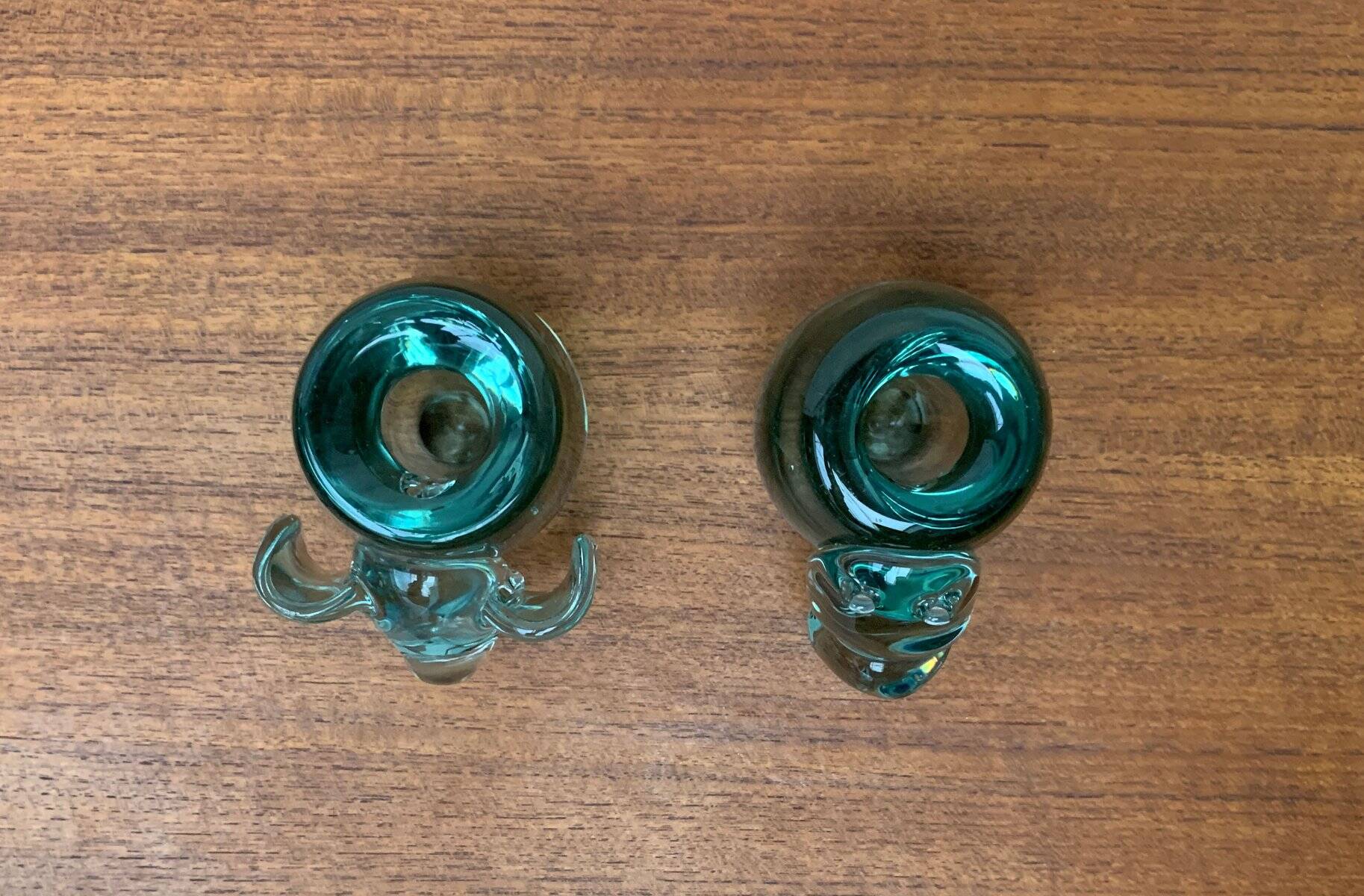 Vintage handmade African glass animal candle holders from Ngwenya Glass, set of 2.