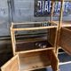 Bookcase, cannage in 3 modules and smoked glass trays - 70s