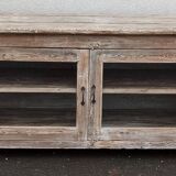 Glass sideboard in antique wood