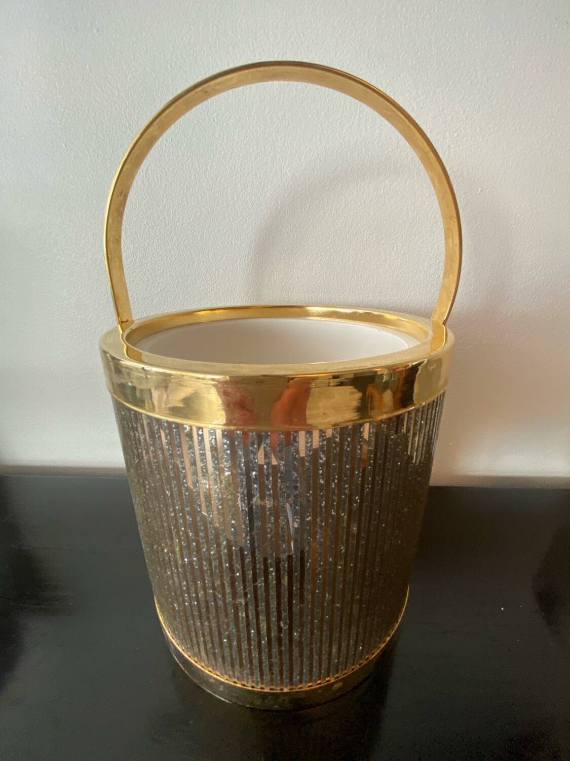 Vintage Hollywood Regency Gold Ice Bucket