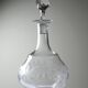 Antique engraved crystal carafe, floral decoration, Bohemia 19th-20th century.