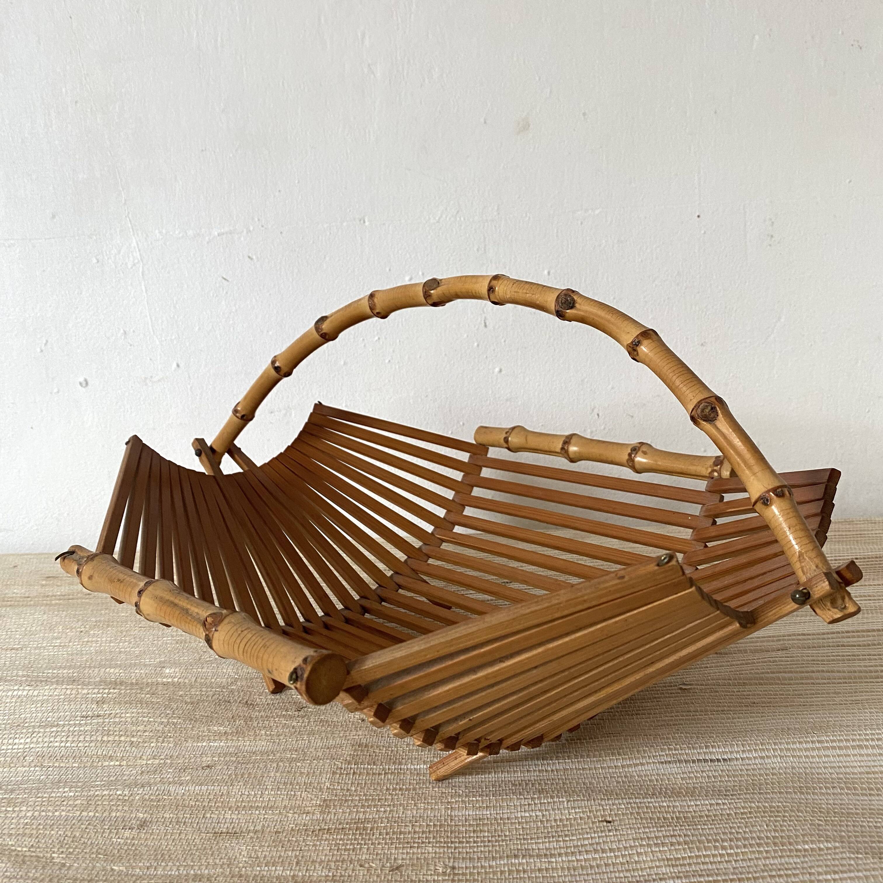 50s bamboo fruit basket