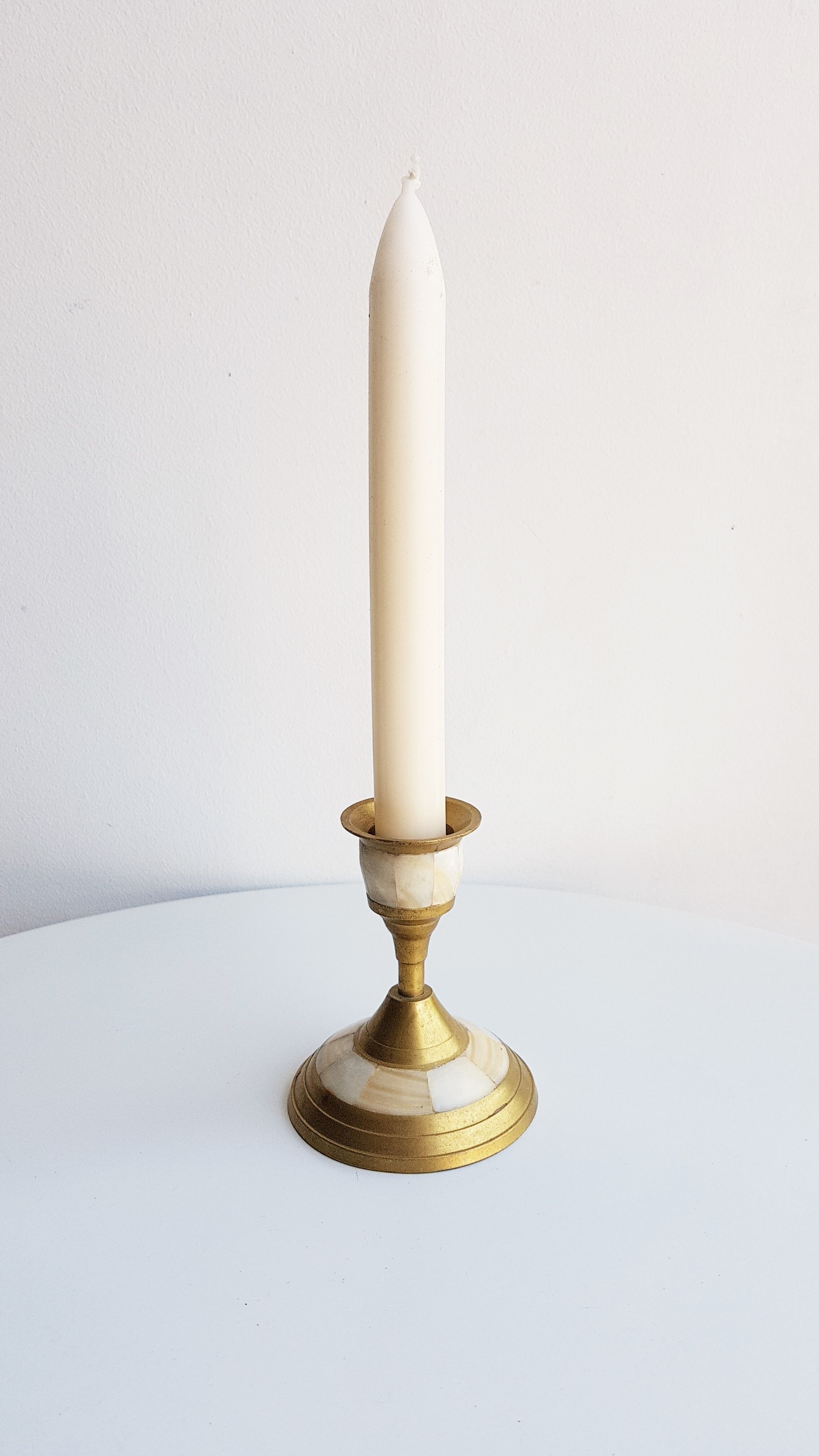 Brass and mother-of-pearl bougeoir