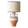 Spanish Revival Terracotta Table Lamp, Cream and Cobalt, New Linen Shade