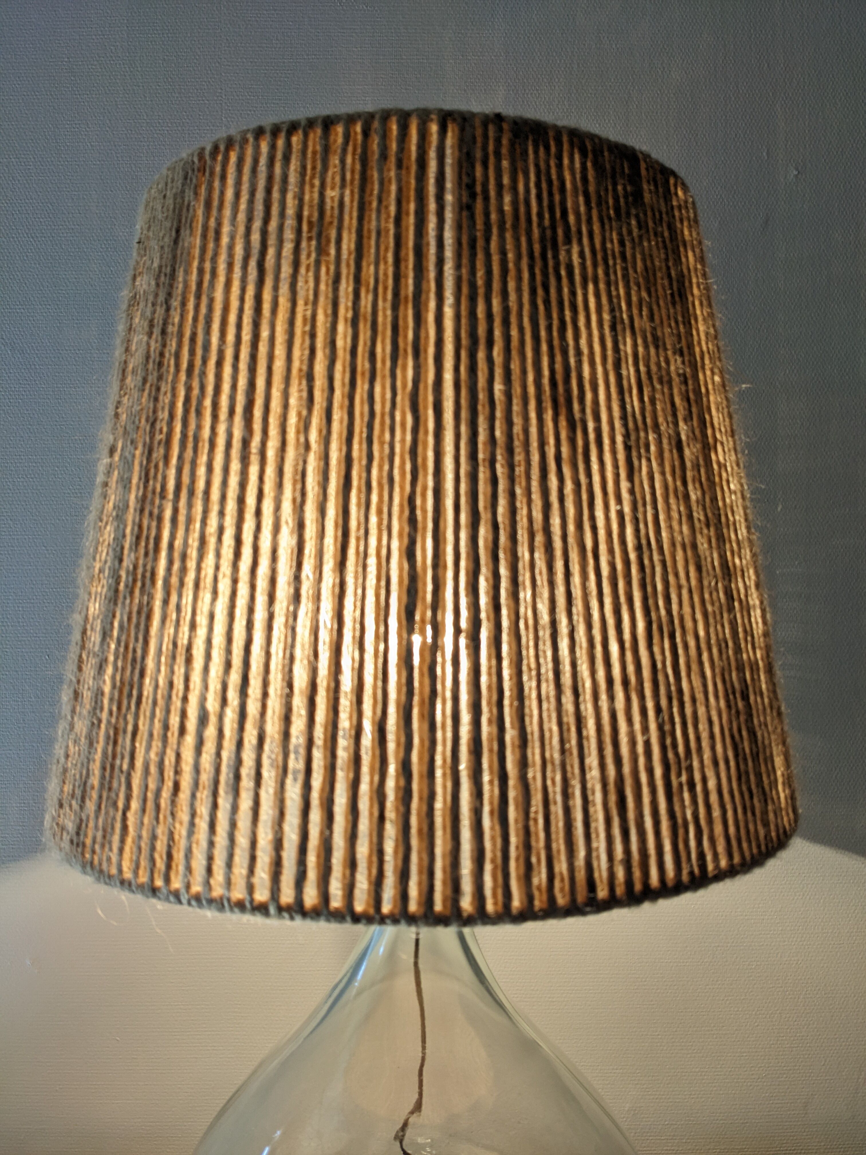 Vintage demijohn XL lamp in glass and jute rope