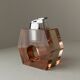 Apricot plexiglass table lighter by Astrolite with silver frame - Space Age Italian 1970s sculpture