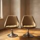 Pair of Beige Swivel Chairs with Chrome Pedestal Bases, France, 1970s, 82 × 55 × 45 cm