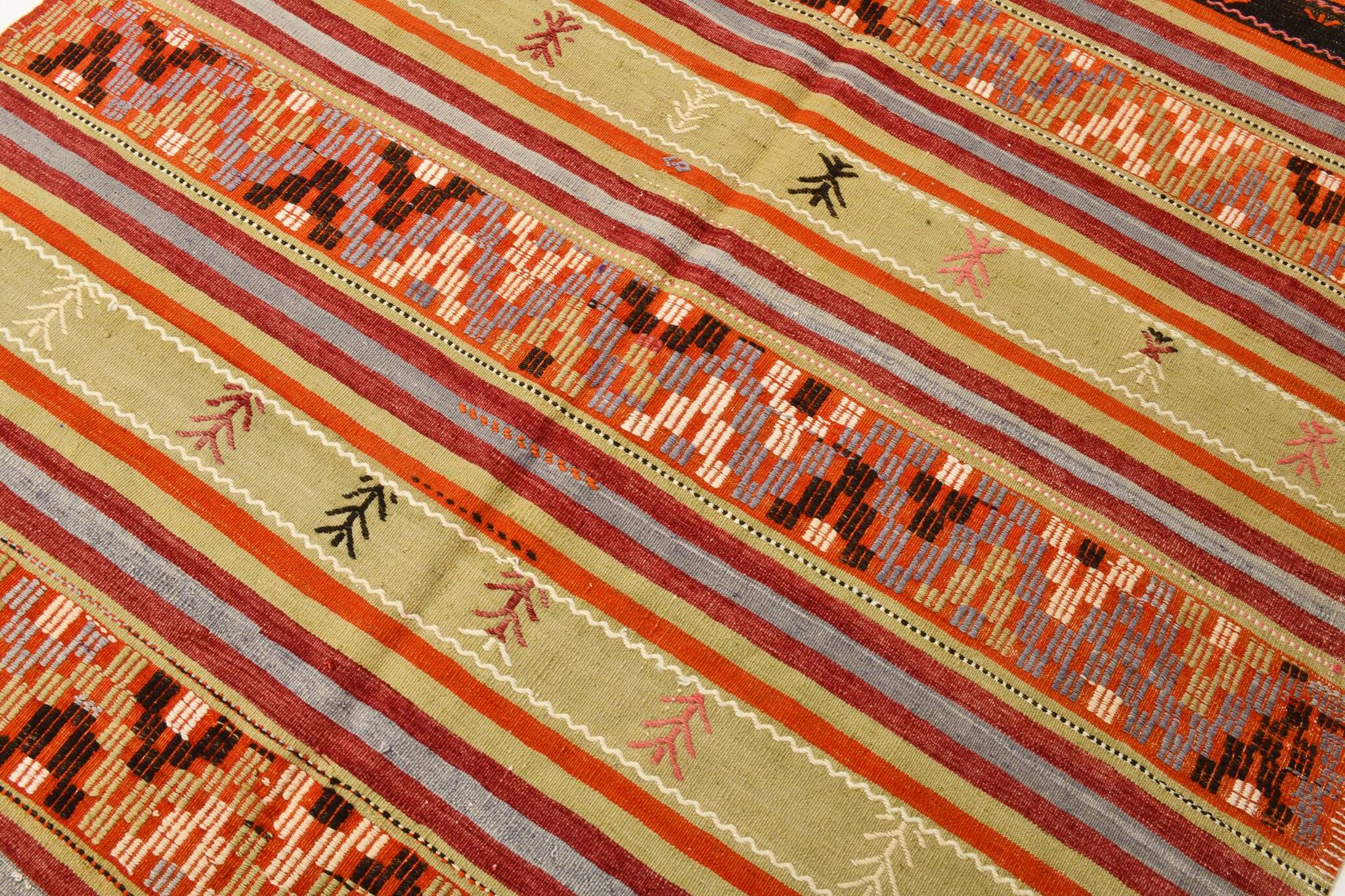6x12 Soft Orange & Red Turkish Kilim Rug, 180x340Cm