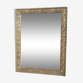 Mirror frame wood plaster carved stucco gilded patinated