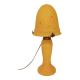 Lampe champignon pâte de verre jaune tacheté rouge