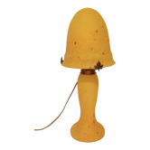 Lampe champignon pâte de verre jaune tacheté rouge