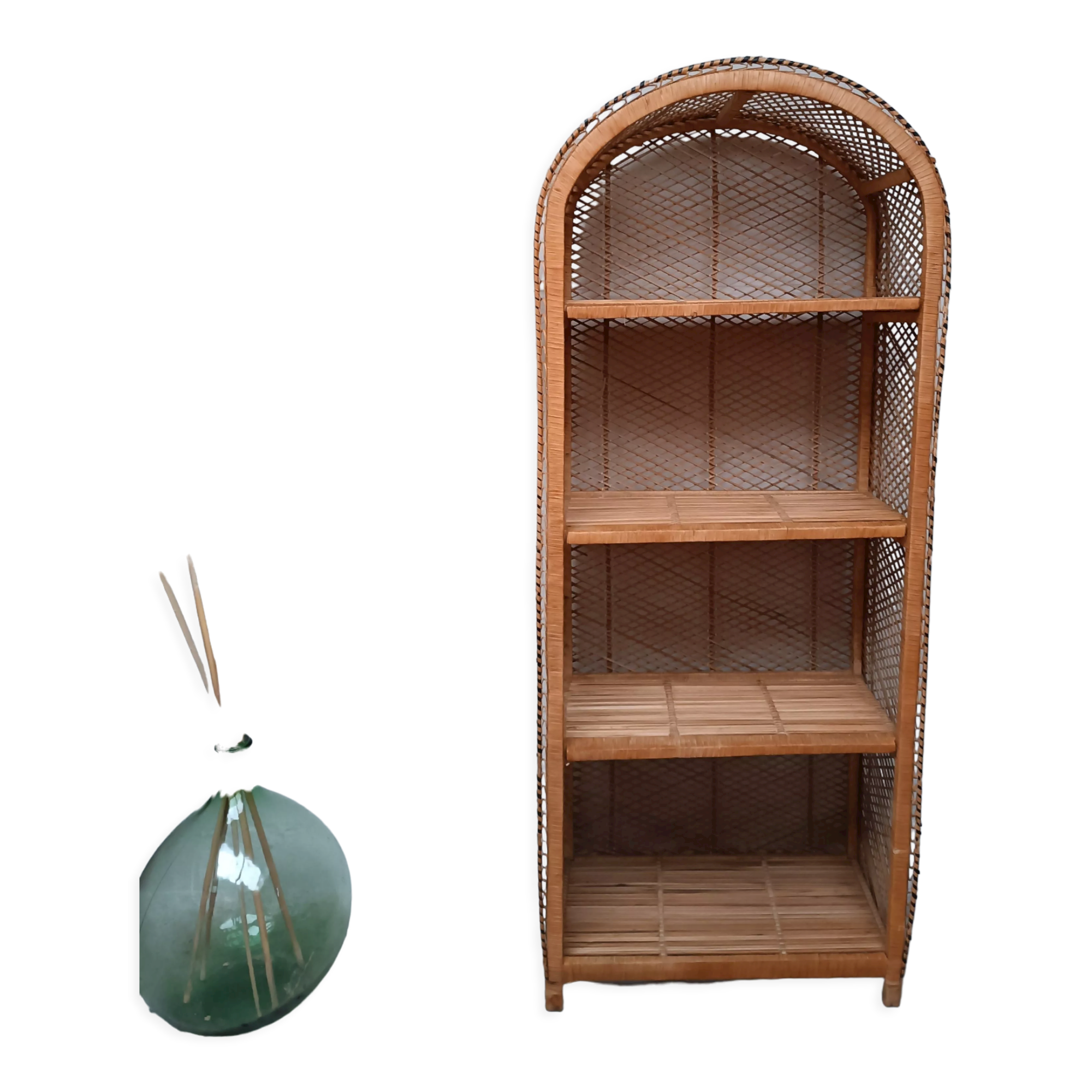 Vintage rattan bookcase