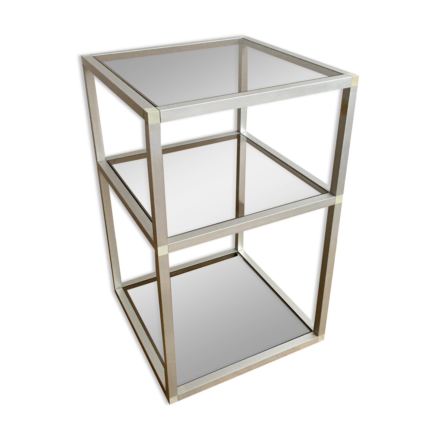 Aluminium and smoked glass side table - 70s