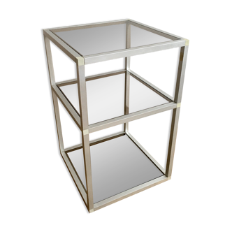 Aluminium and smoked glass side table - 70s