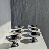 Set of 6 silver metal ice cream cups with small base D9 H5.5