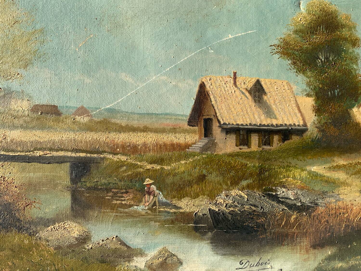 Old oil painting on canvas