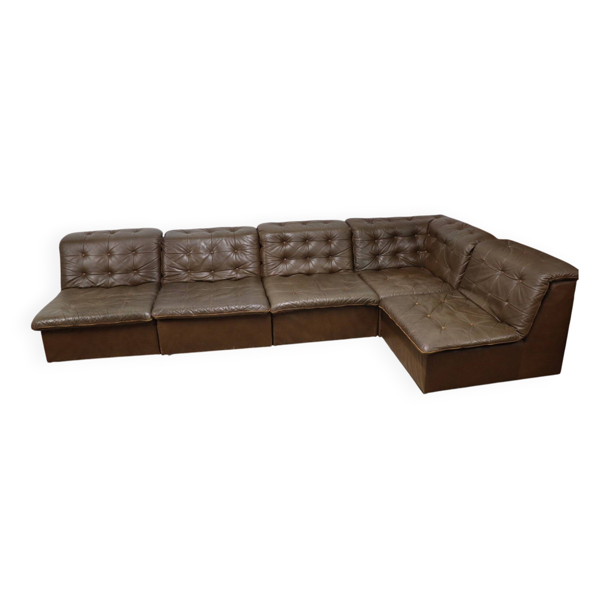 Vintage modular patchwork leather sofa, 1970s