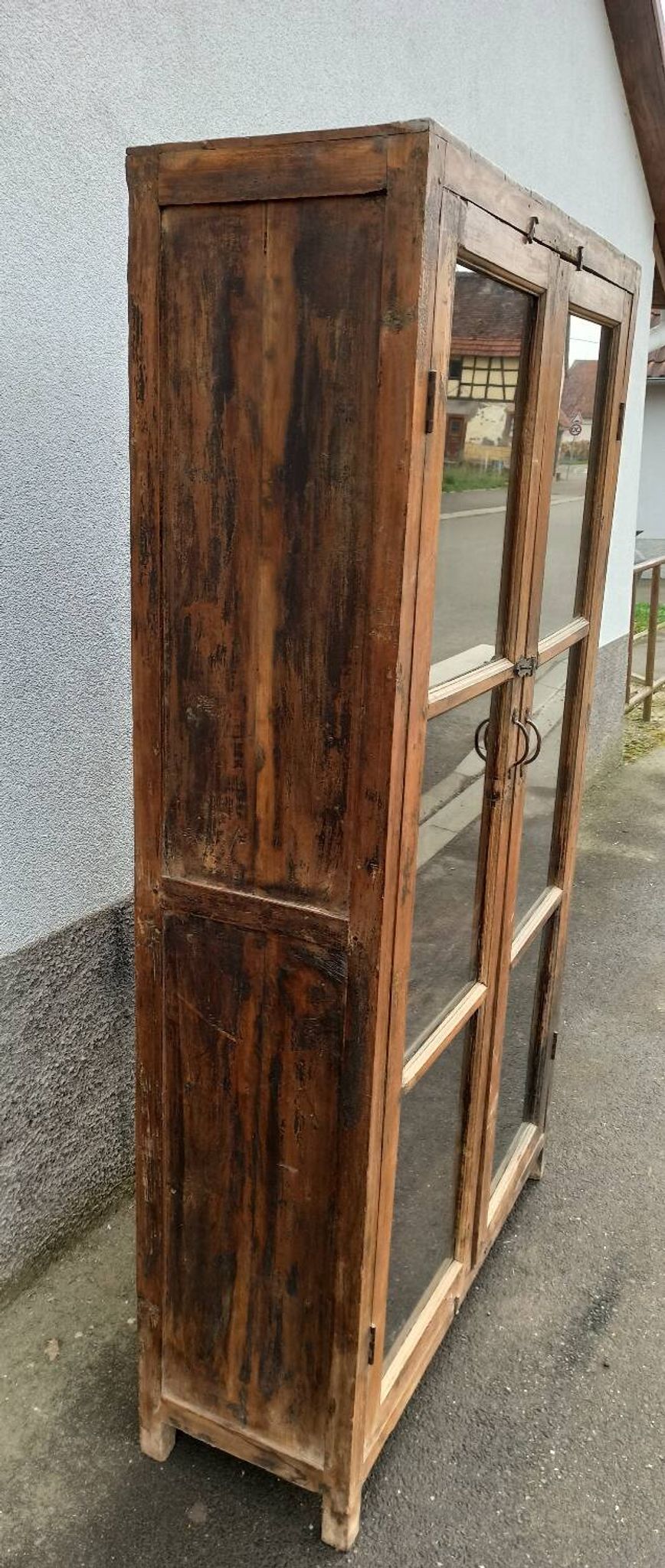 Old wooden glazed cabinet