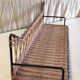 Wall shelf in metal and rattan - 60s/50s