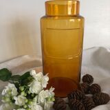 Amber jar, bubbled glass