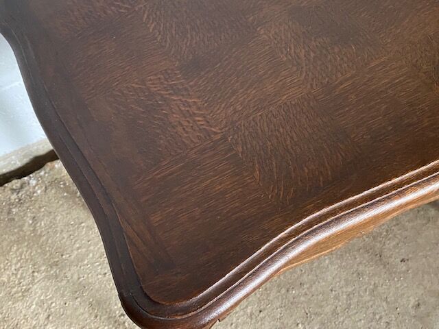 Oak desk and oak veneer with a large Louis XV style drawer