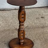 1930s carved wooden side table - oak and pine