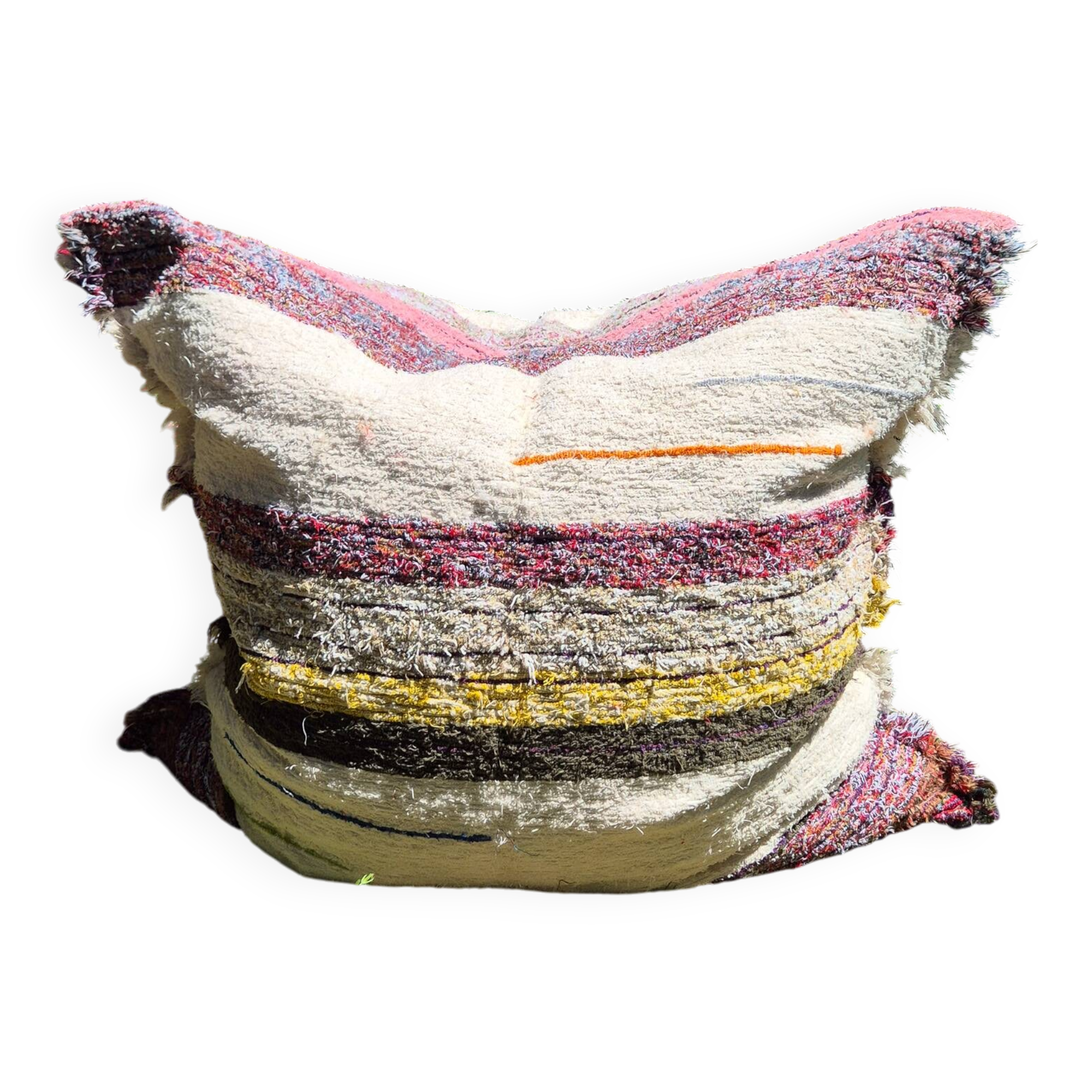 Housse de pouf artisanal - tissé main coton recyclé - 120 x 120