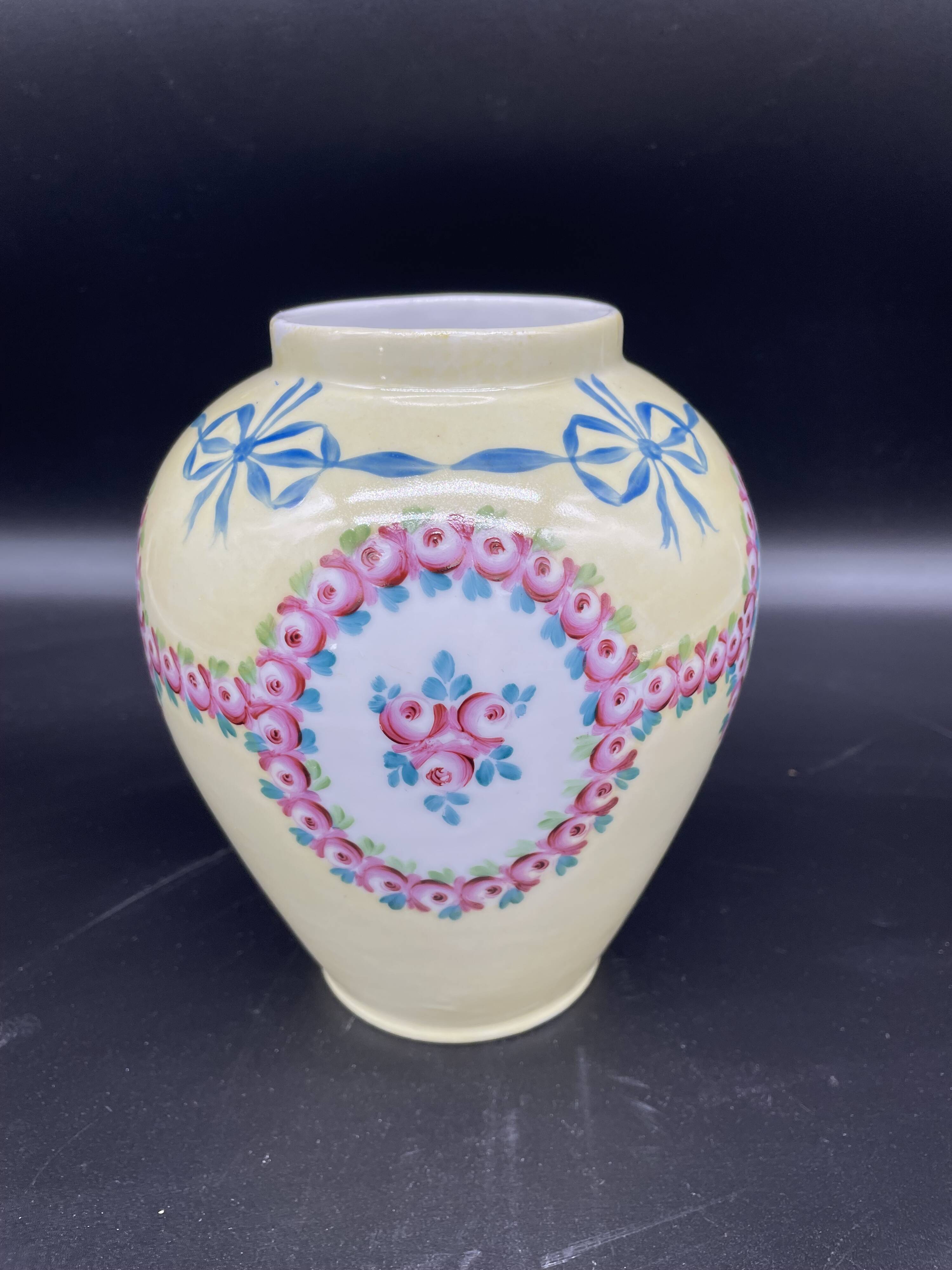 Antique porcelain vase with floral decoration – Louis XVI style – Lamp base