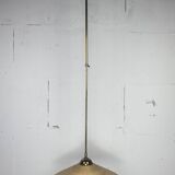 Telescopic brass and pencil reed rattan bamboo hanging pendant lamp, Italy 1970s