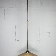 Telescopic brass and pencil reed rattan bamboo hanging pendant lamp, Italy 1970s