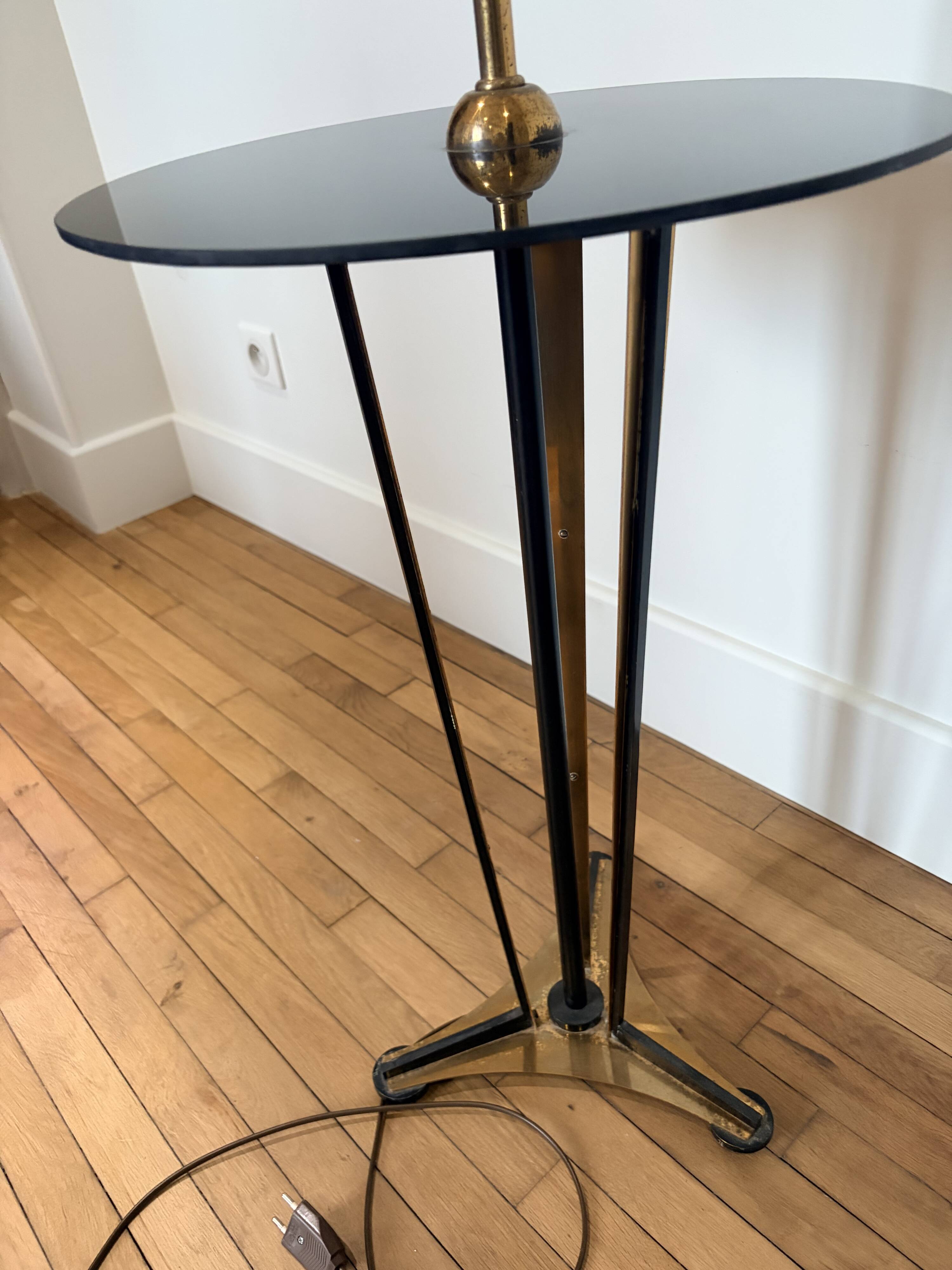 Art Deco lamp brass and black glass 260415