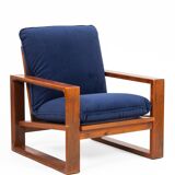 Armchairs in Blue Velvet, 1970s (2 pieces)