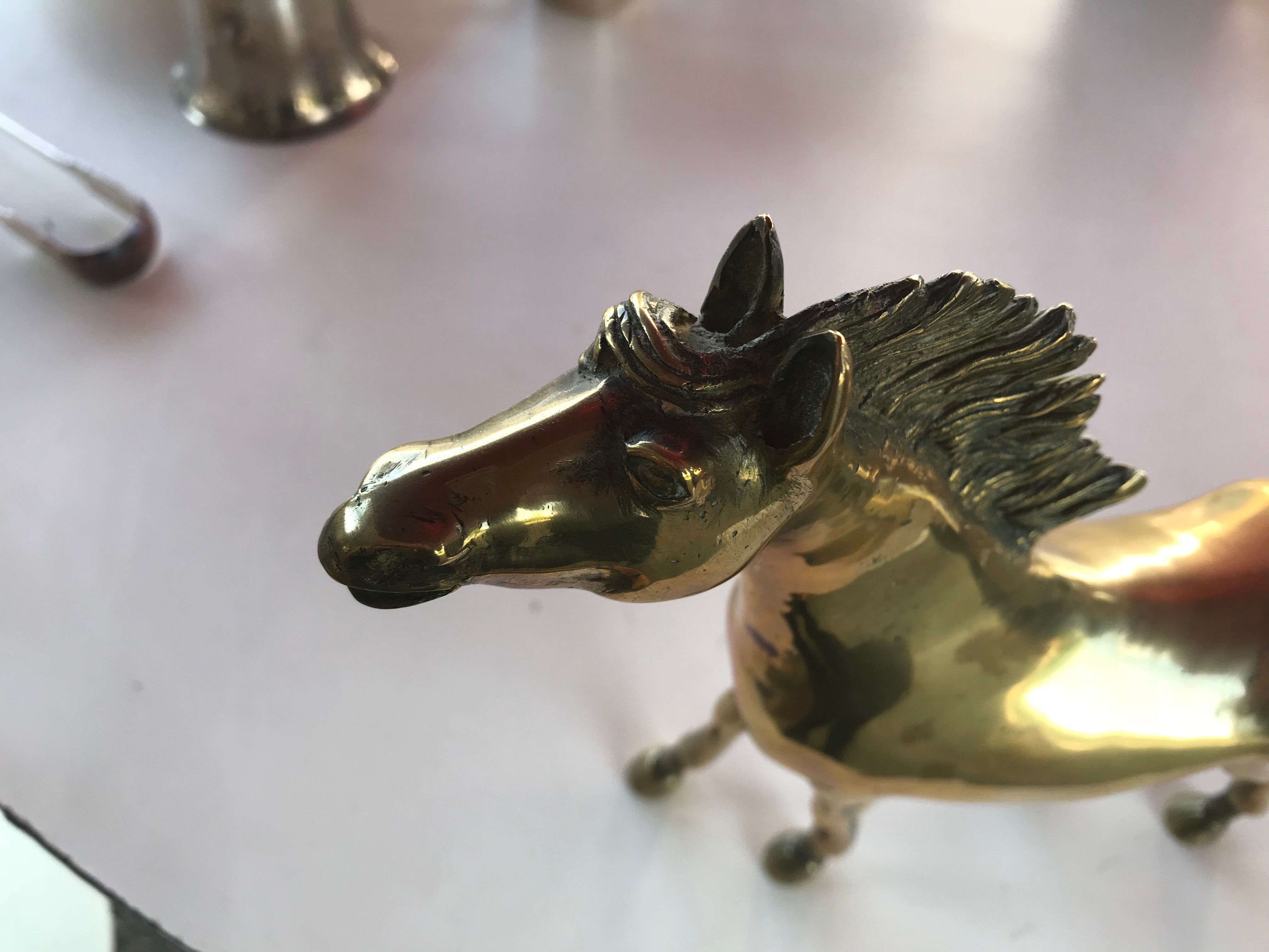 Statuette cheval en bronze doré
