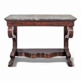 Restoration period console in flamed mahogany