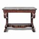 Restoration period console in flamed mahogany