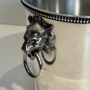 Silver-plated champagne bucket Orfèvrerie Saint-Médard. Handles in the shape of heads.
