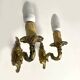 Pair of bronze candlestick wall lights, classic style, Louis XV