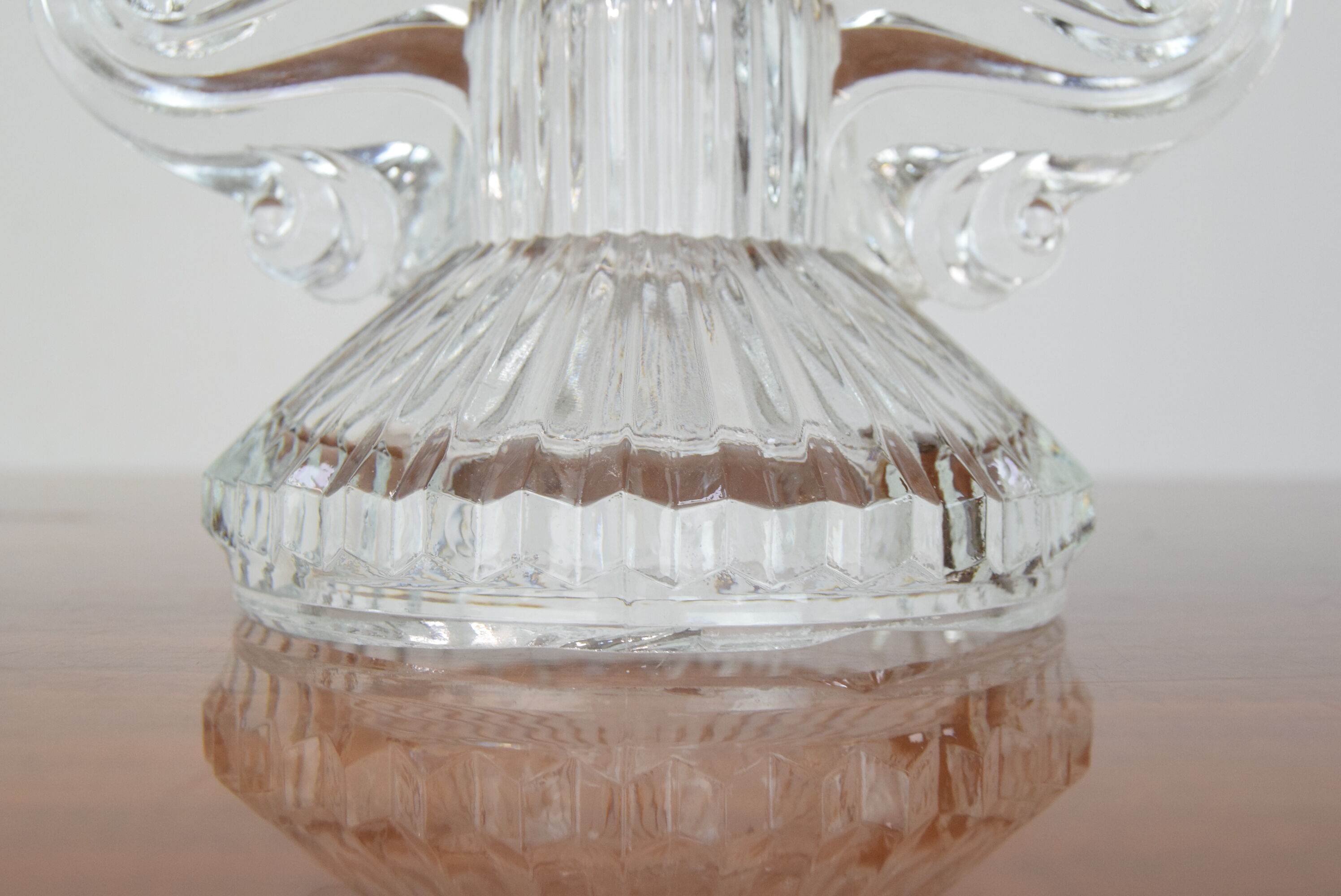 Mid-century glass candlestick/bohemia,1960's