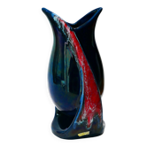 Vallauris vase, modernist free form, 1950-60, blue and red