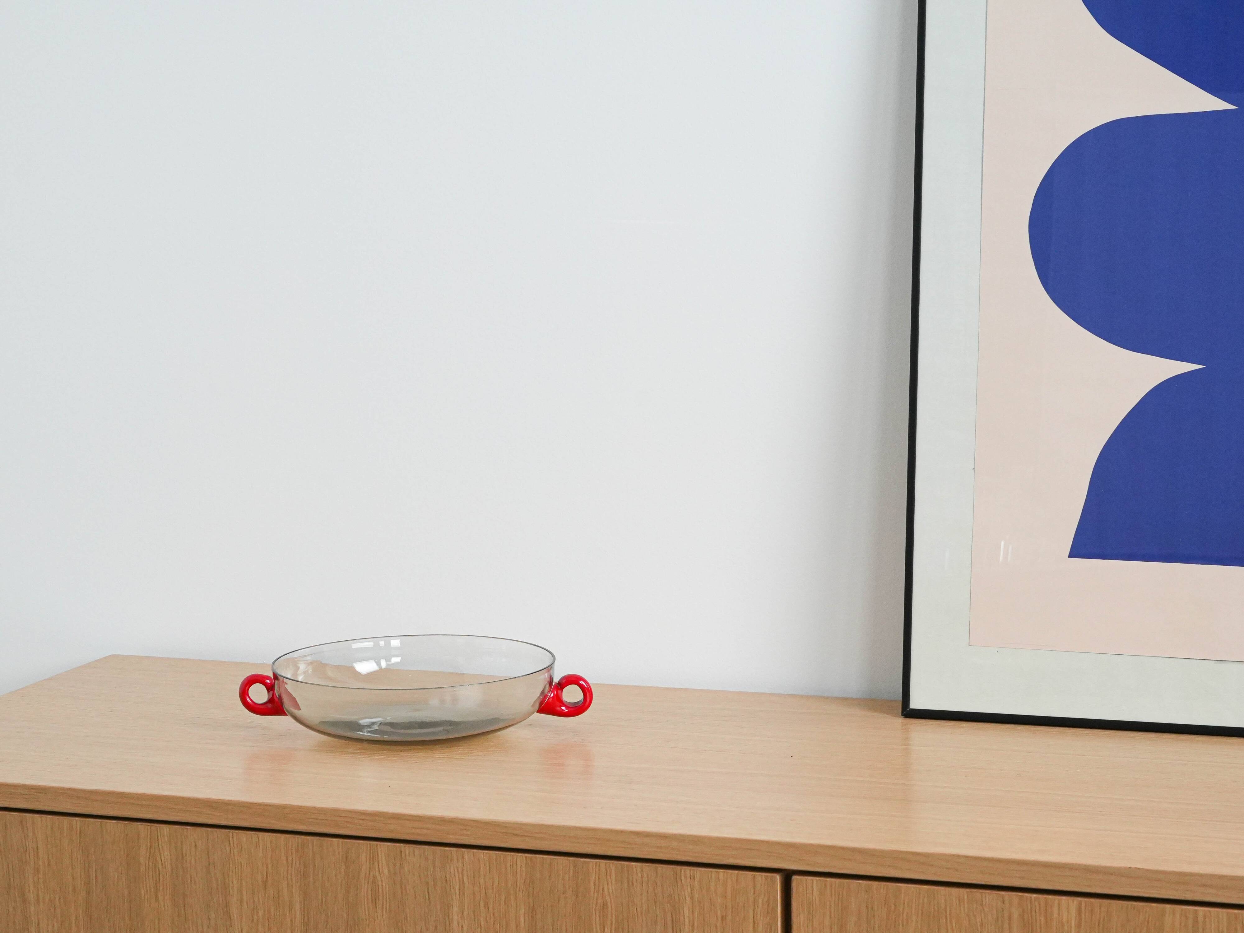 Glass bowl, Italian design, 1970s, made in Italy