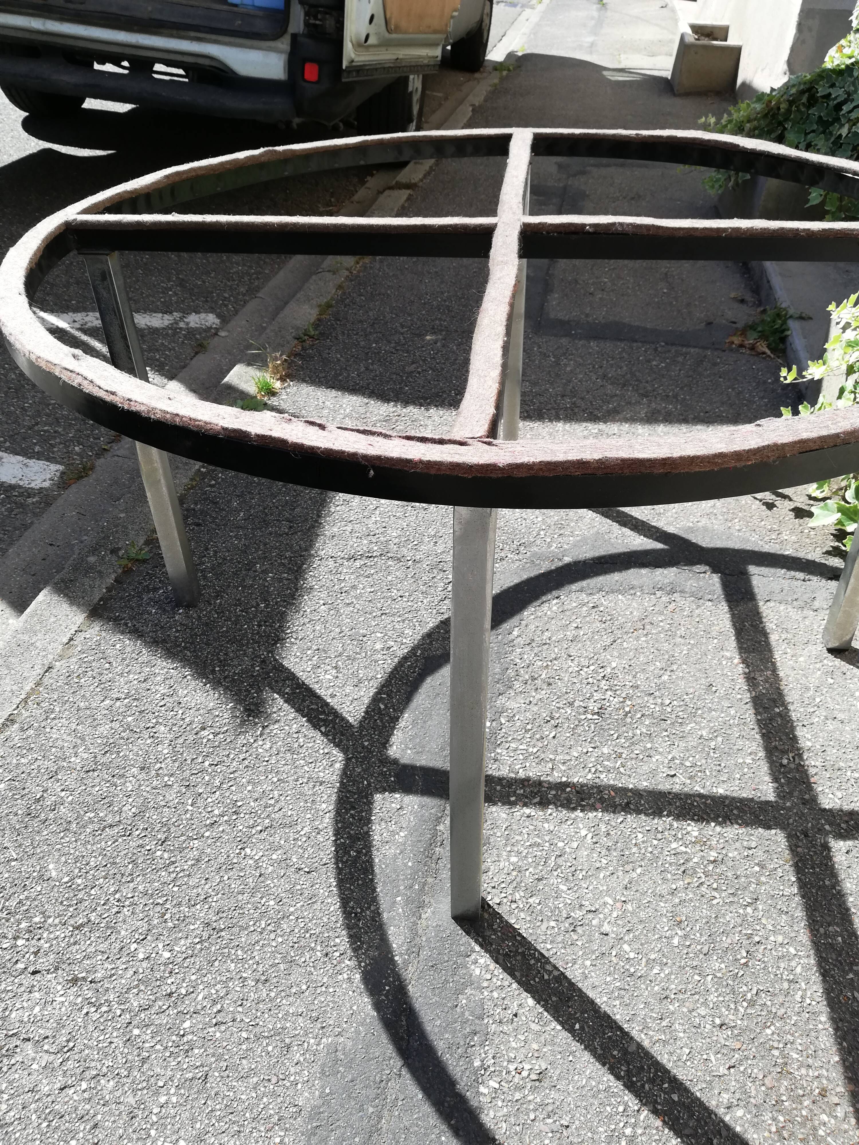 Blue enamelled lava stone coffee table
