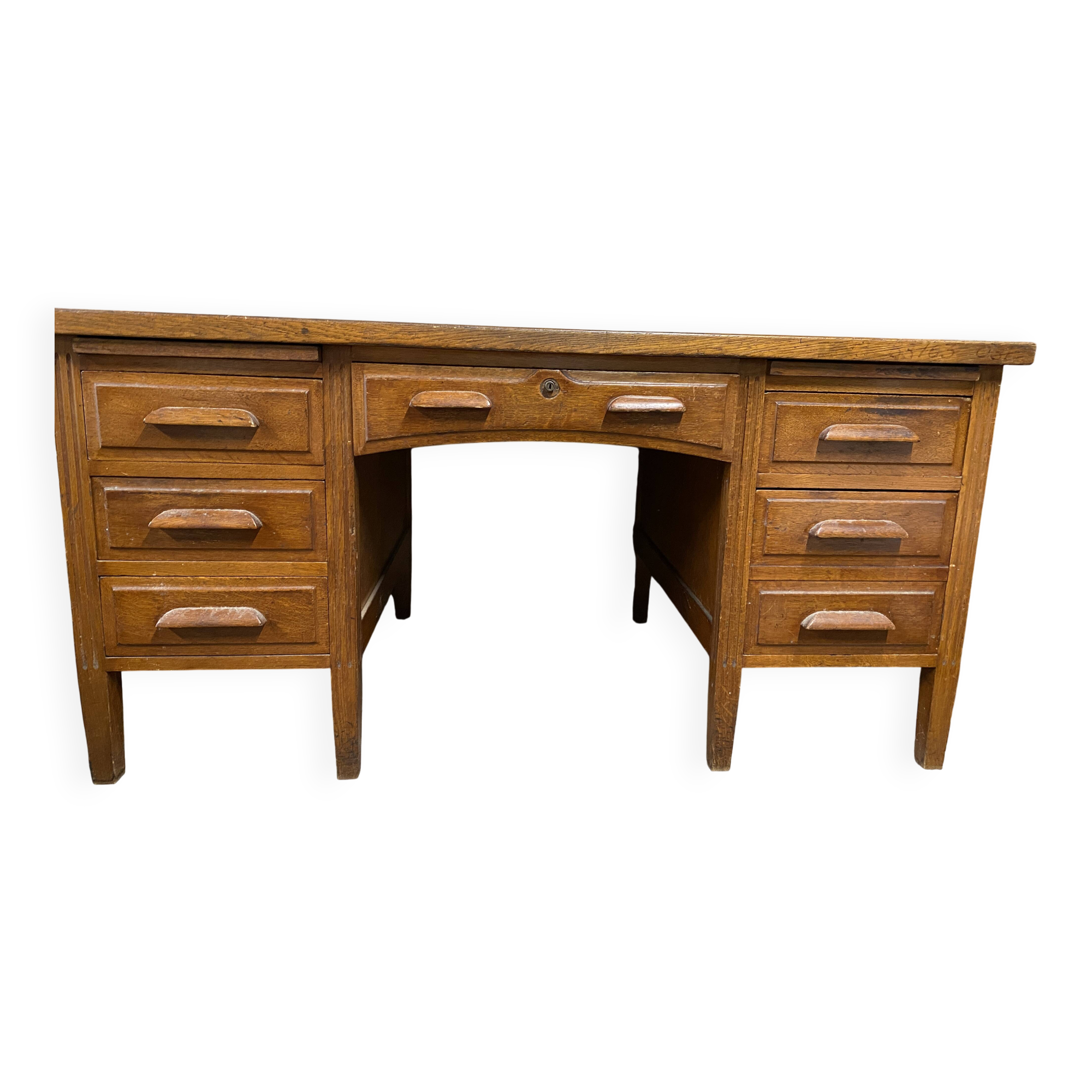 Teacher's desk from the 1950s on legs.