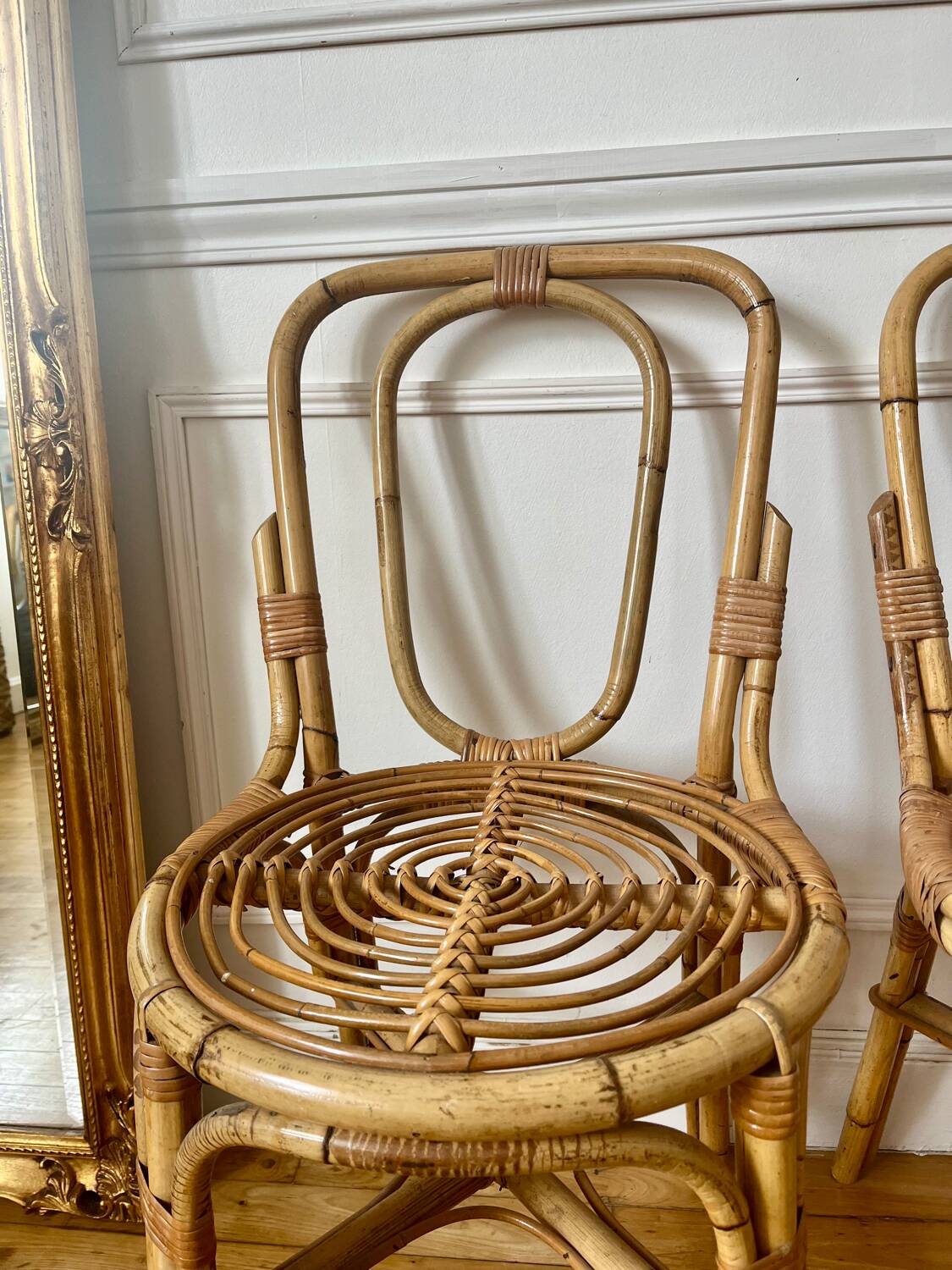 Pair of vintage rattan chairs