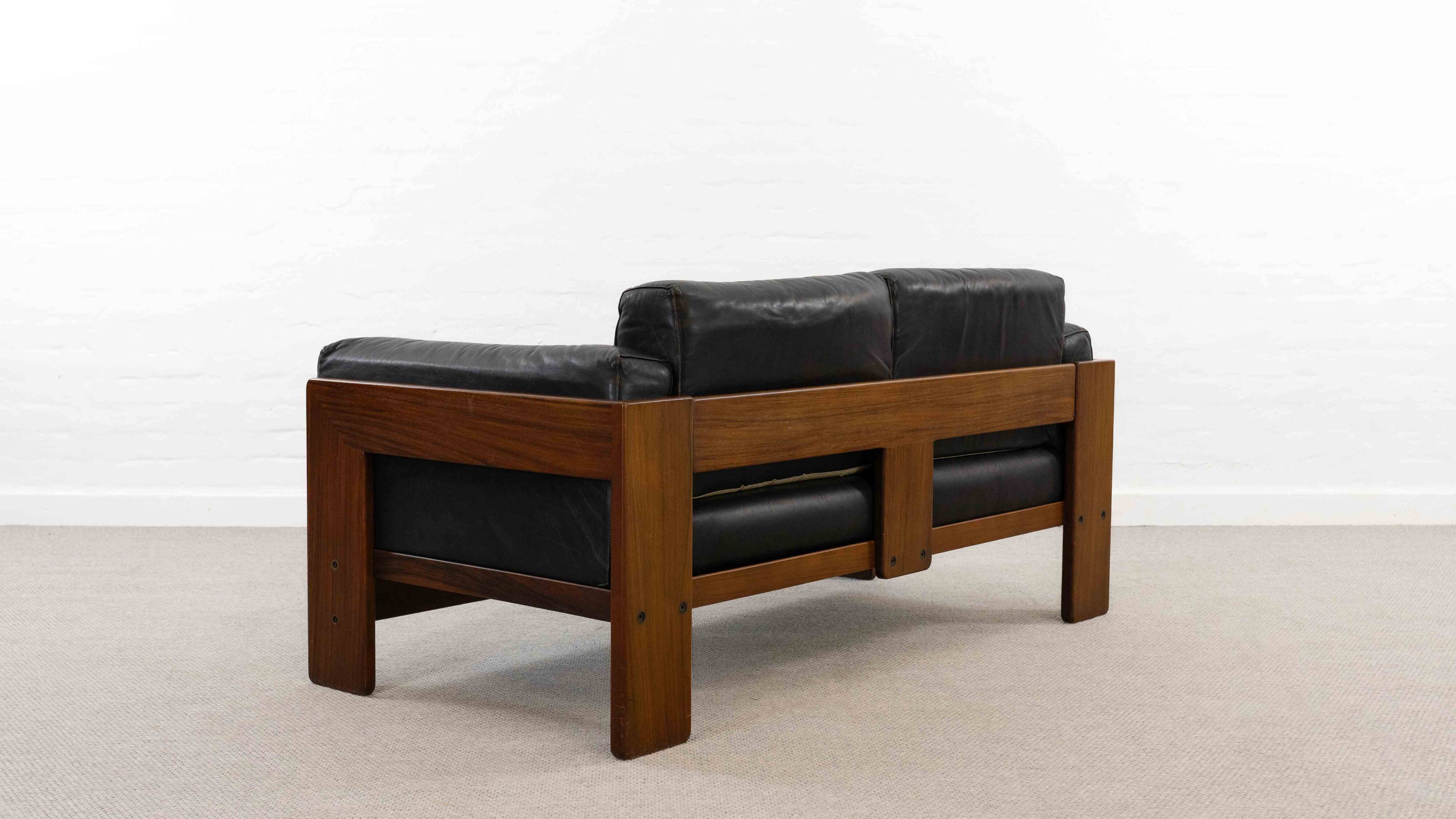 Bastiano Leather Sofa in Black by Tobia Scarpa for Gavina / Knoll