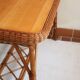 Table à manger en rotin et osier, plateau en hêtre, années 60